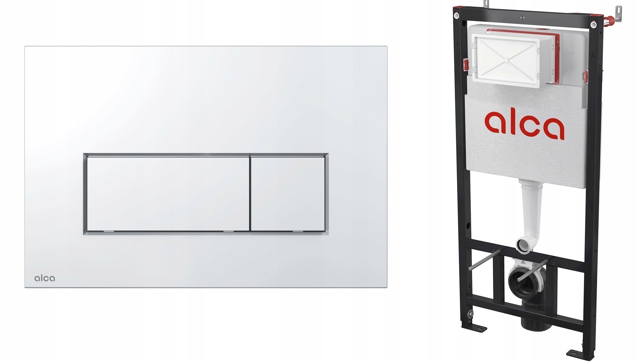 Podomietkový WC modul - WC Alcadrain Frame + tlačidlo Gloss Chrome Gloss