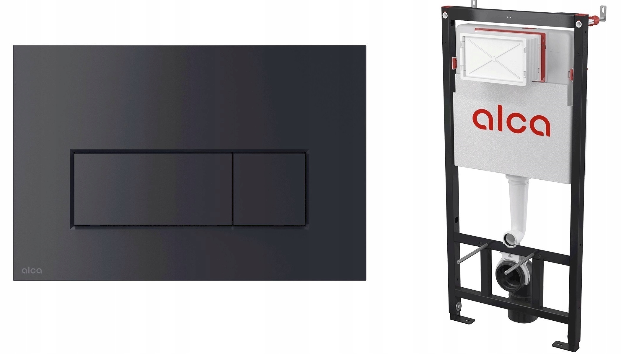 Podomietkový WC modul - WC Alcadrain Frame + Black Mat Button