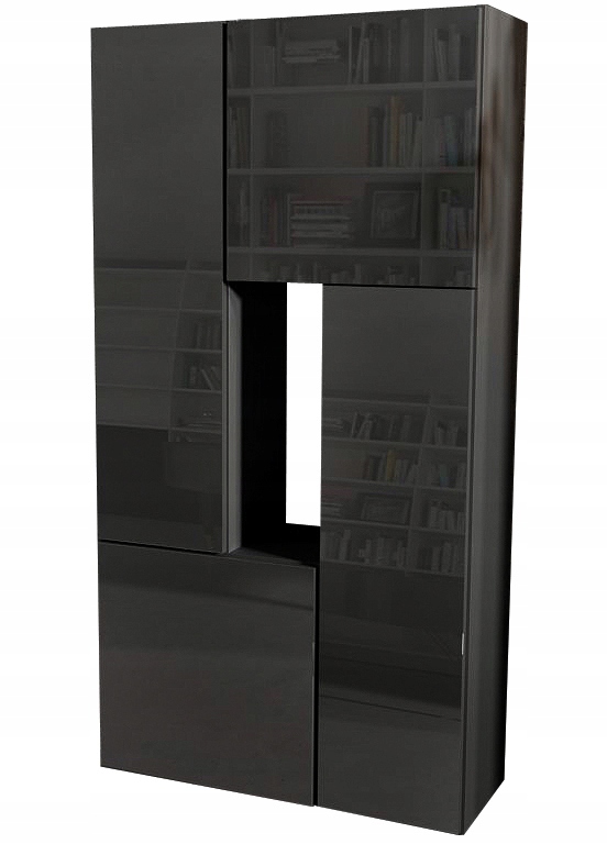 Kúpelňová skrinka - Záves Kúpeľňa Post White / Black Gloss