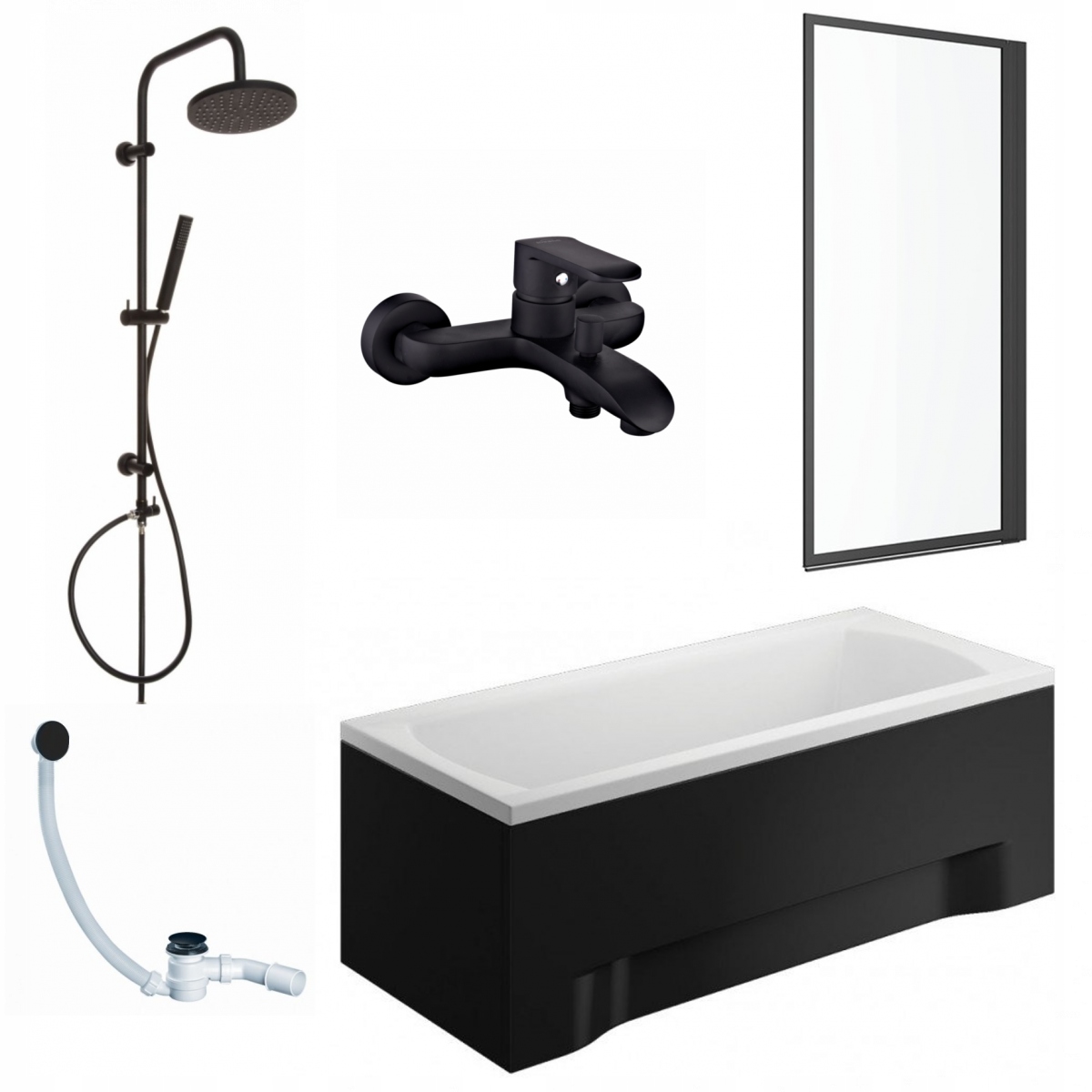 Vaňa - Vaňa 170x75 Black Screen Siphon Batéria