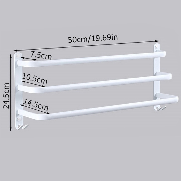 Triple -Level Uteelová vešiak s 50 cm háčikmi