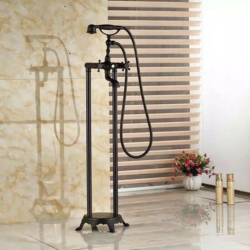 Vaňová batéria - FreeStanding Retro Bath Batéria Čierna 100cm