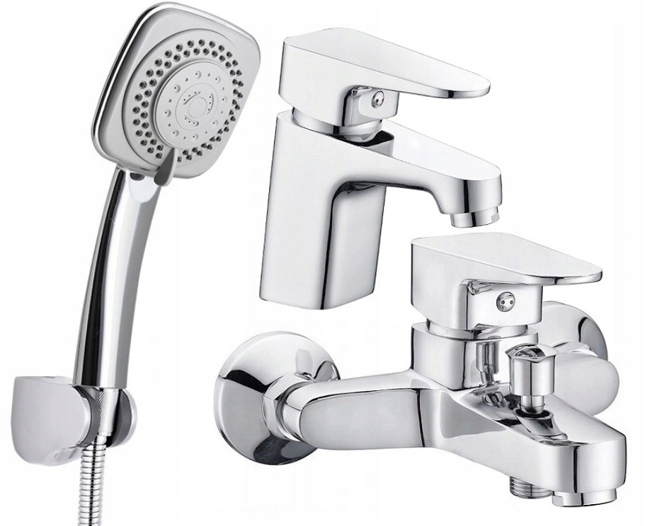 Vaňová batéria - Basin Bath Basic + Spray Cubic