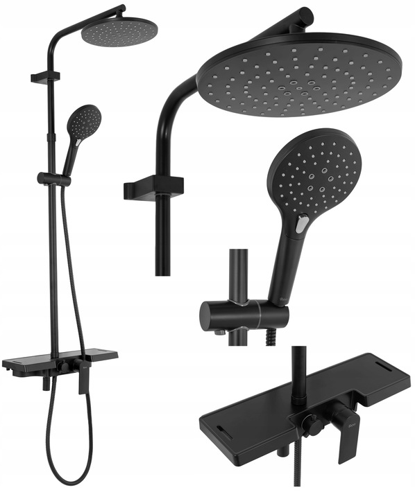 Mexen Slim Square Rain Shower 30 cm Čierna ruka