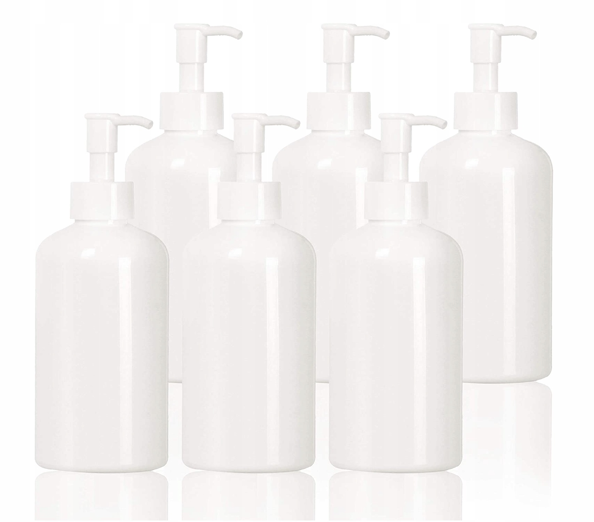 Kúpeľnový organizér -  Sada plastových fliaš s čerpadlom 350 ml 6 kusov
