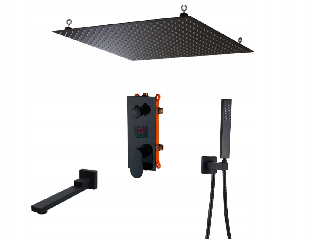 Sprchová súprava - PODOMIETKOVÝ SET DAŽĎOVÁ SPRCHA 50 cm ČIERNA MAT