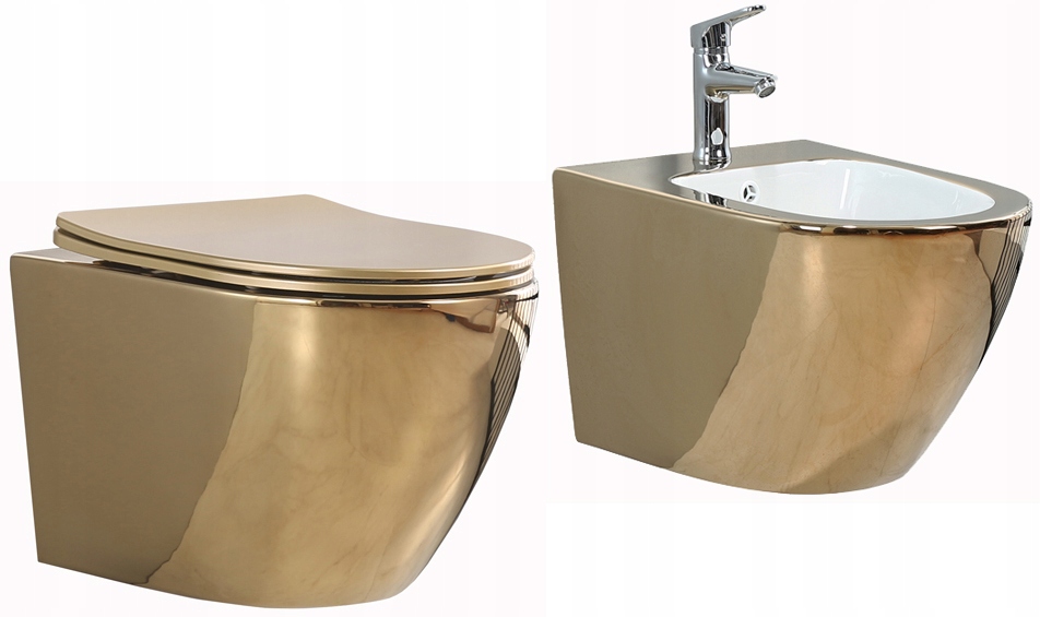 WC misa - Zavesené zlato zlato 01 set wc + bidet
