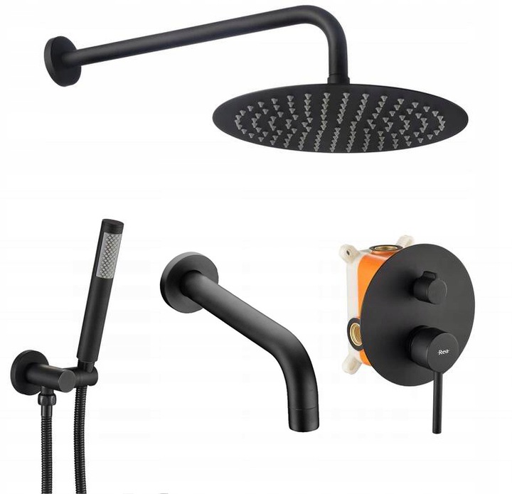 Vaňová batéria - Wanna Wanna SHOWER Lungo black ukrytý