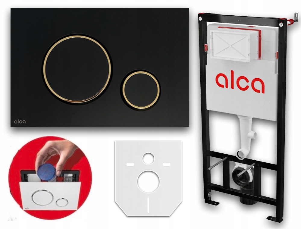 Podomietkový WC modul -  Set wc set geb alcaplast Black Mat Golden Matt