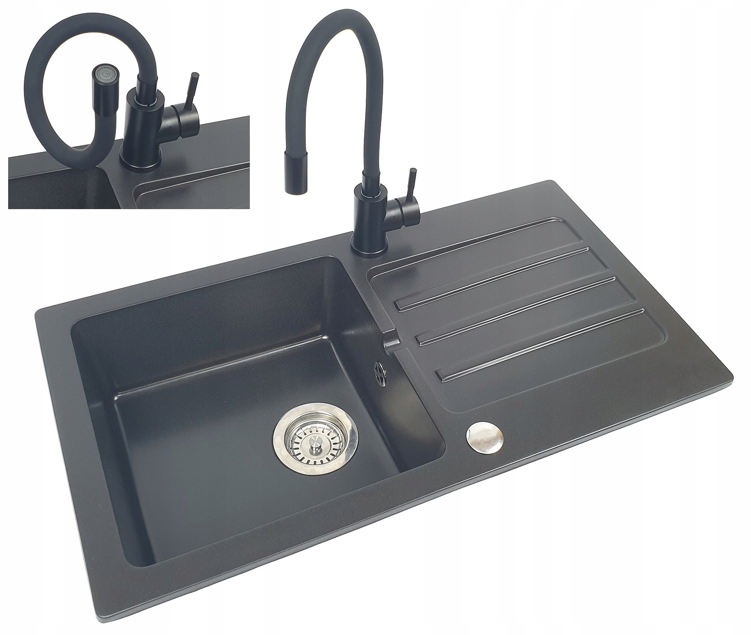 Kuchynský drez - GRANITE SINK kuchynská batéria FLEX flexibilná ČIERNA