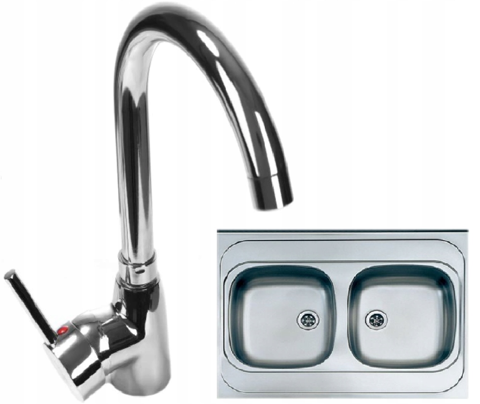 Kuchynský drez - Sink, aplikovaný 60x80 + vysoká sifónová batéria