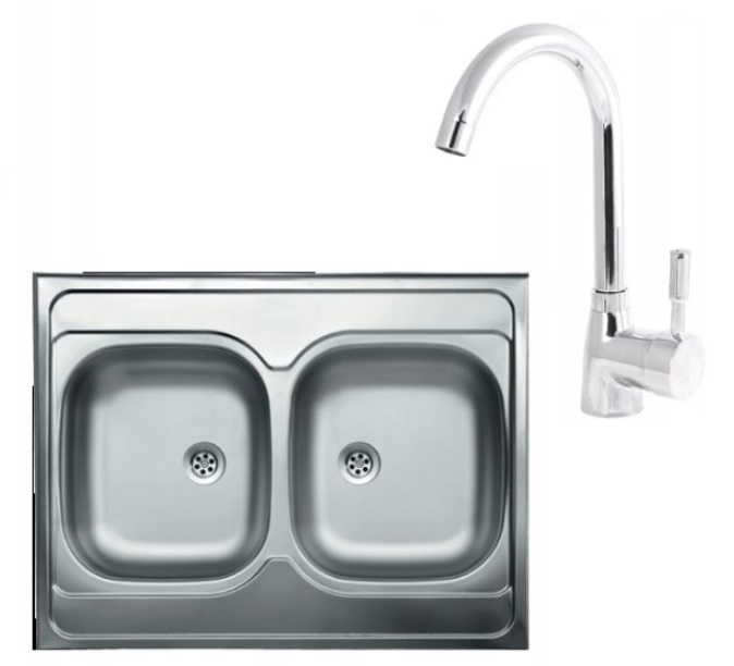 Kuchynský drez - 80x60 Smooth + Siphon Faucet Aplided