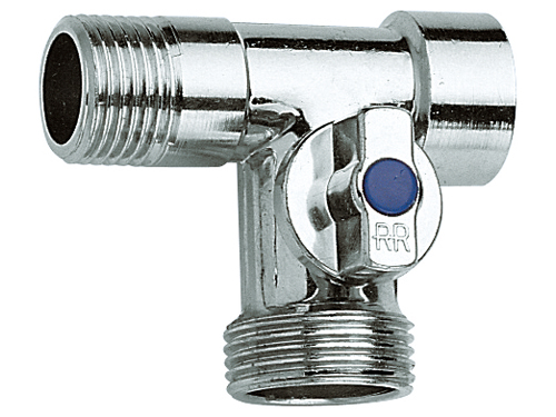 Tri -cestný uhlový ventil pre batériu 1/2 x 3/4 Chrome