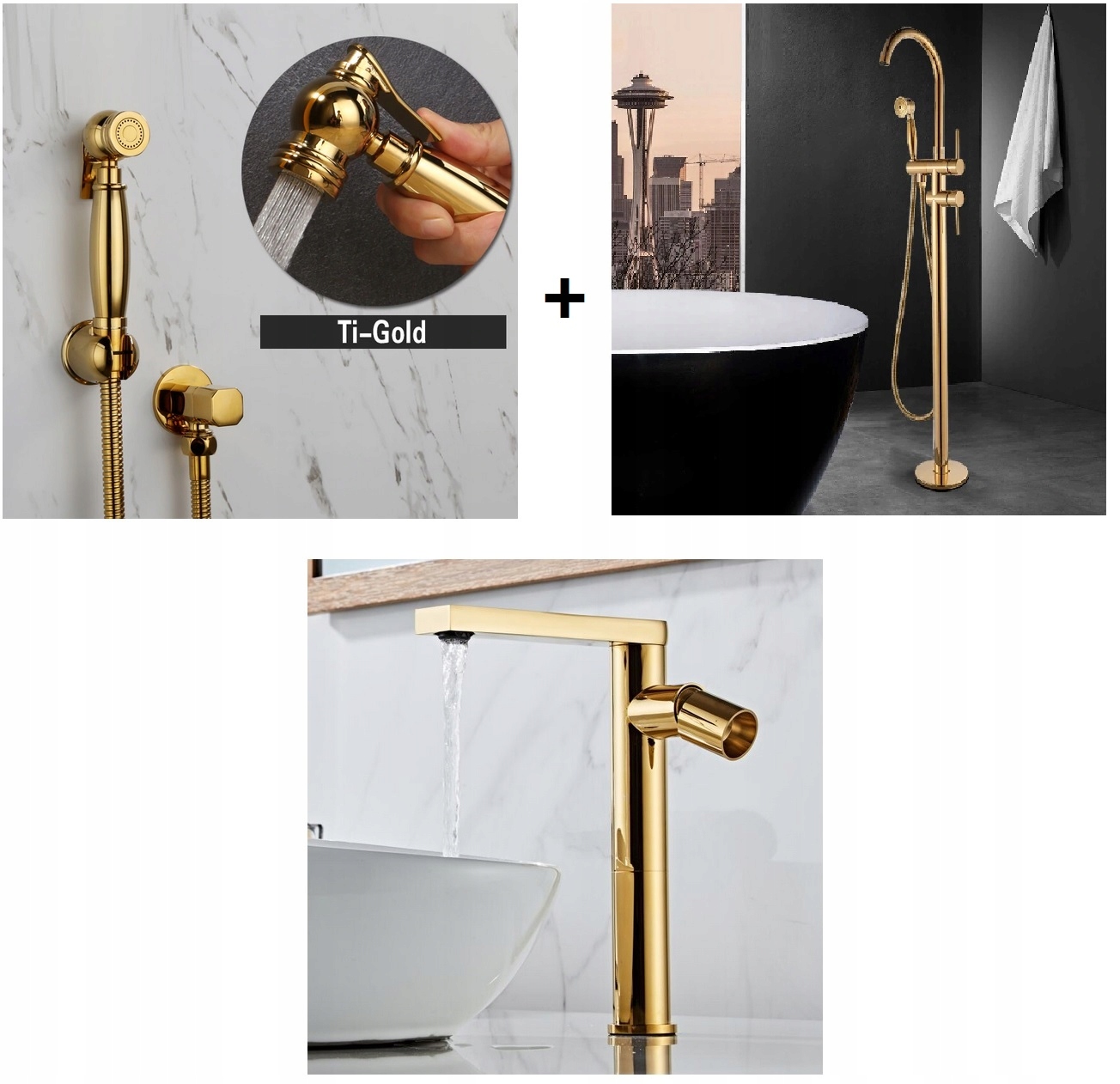 Vaňová batéria - Bidet Bida Bath Basin Basin Gold
