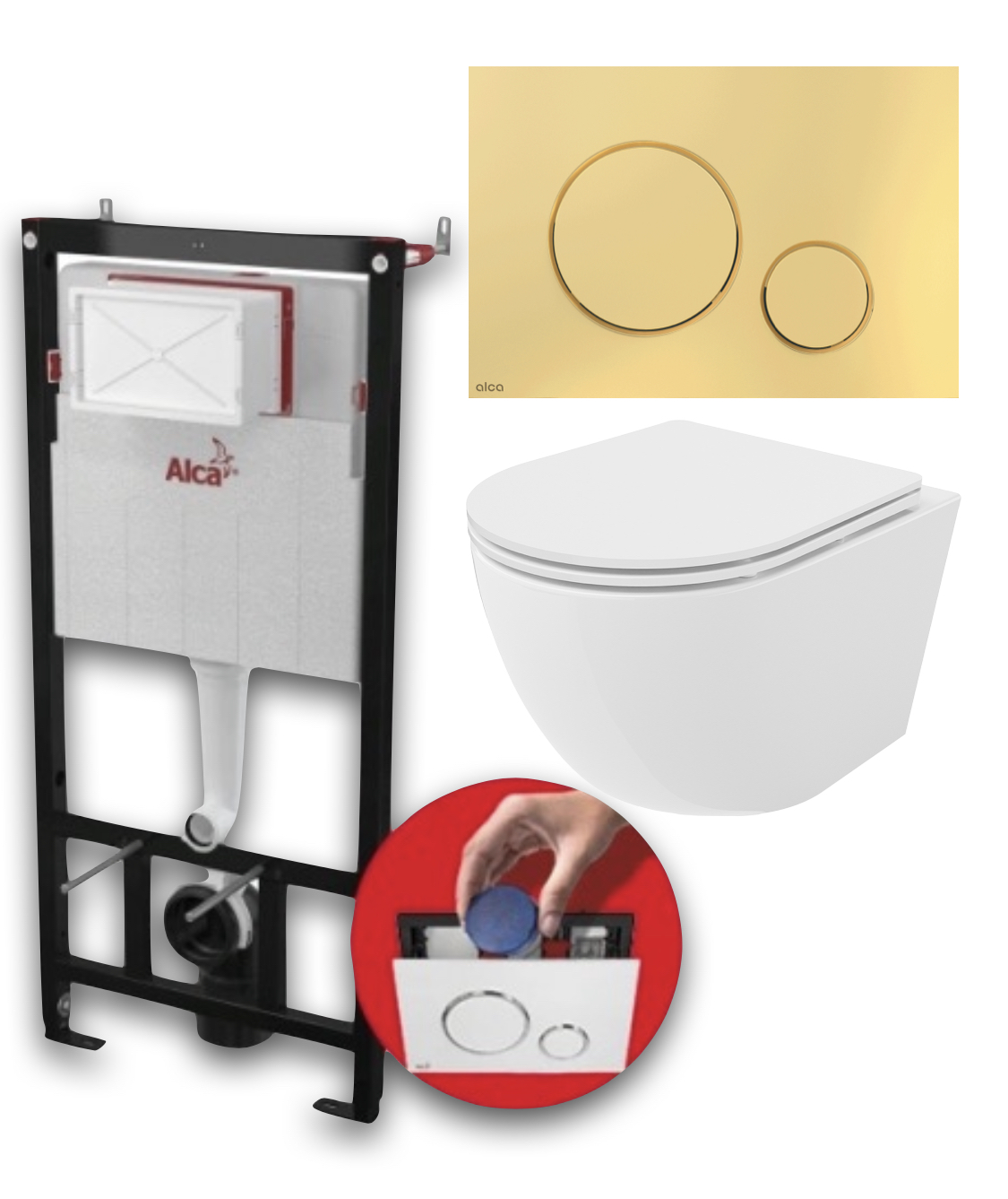 Podomietkový WC modul - GEB set alcaplast Lena wc mexen zlato