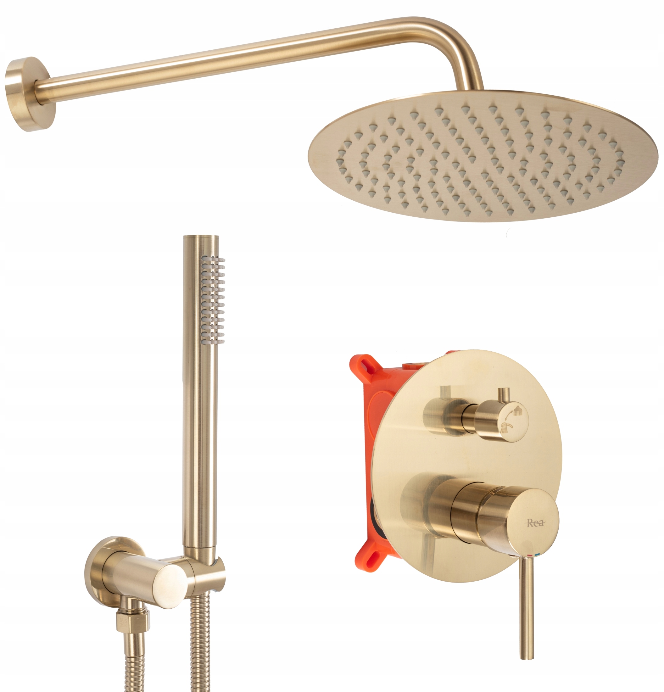 Dažďová sprcha + sprchová batéria zlatý termostat