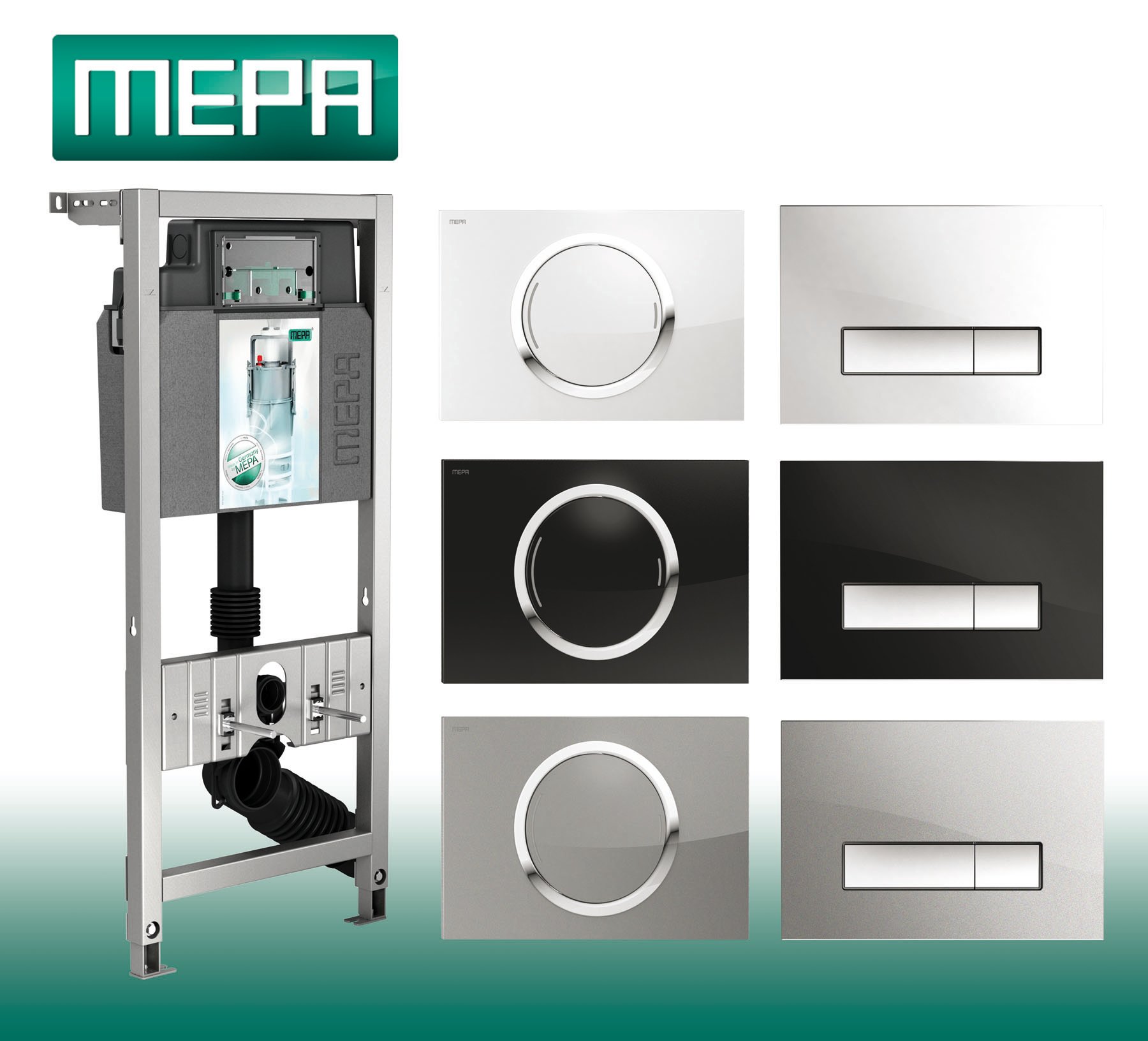 Podomietkový WC modul -  MEPA nastavte toaletný rám plus oplachovacie tlačidlo