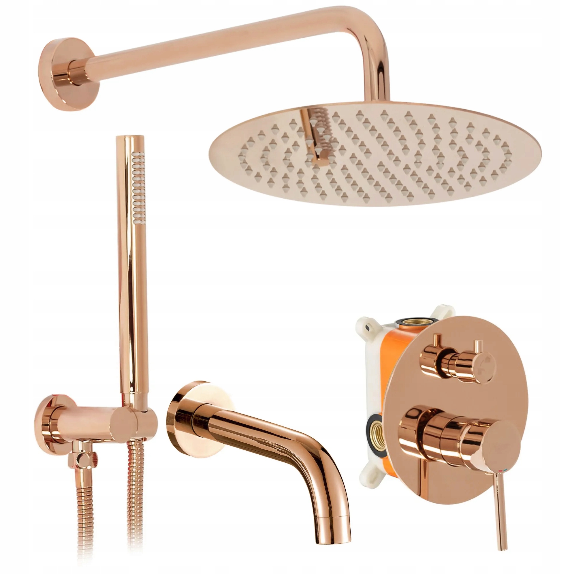 Vaňová batéria so sprchou - Lungo Rose Gold Spray Set - Rea