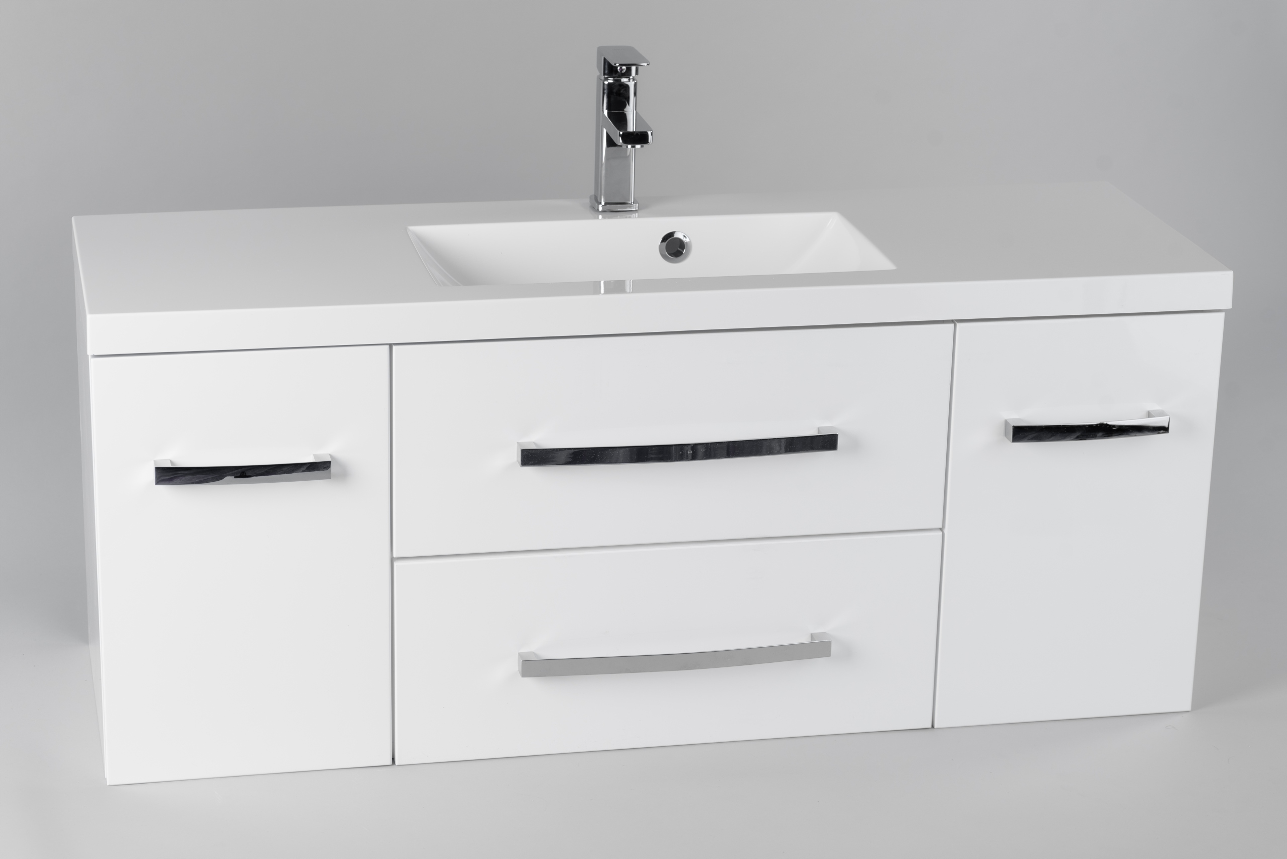 Kúpelňová skrinka - Sada skrinky s umývadlom 120 x 48 lesklý samolepiaci