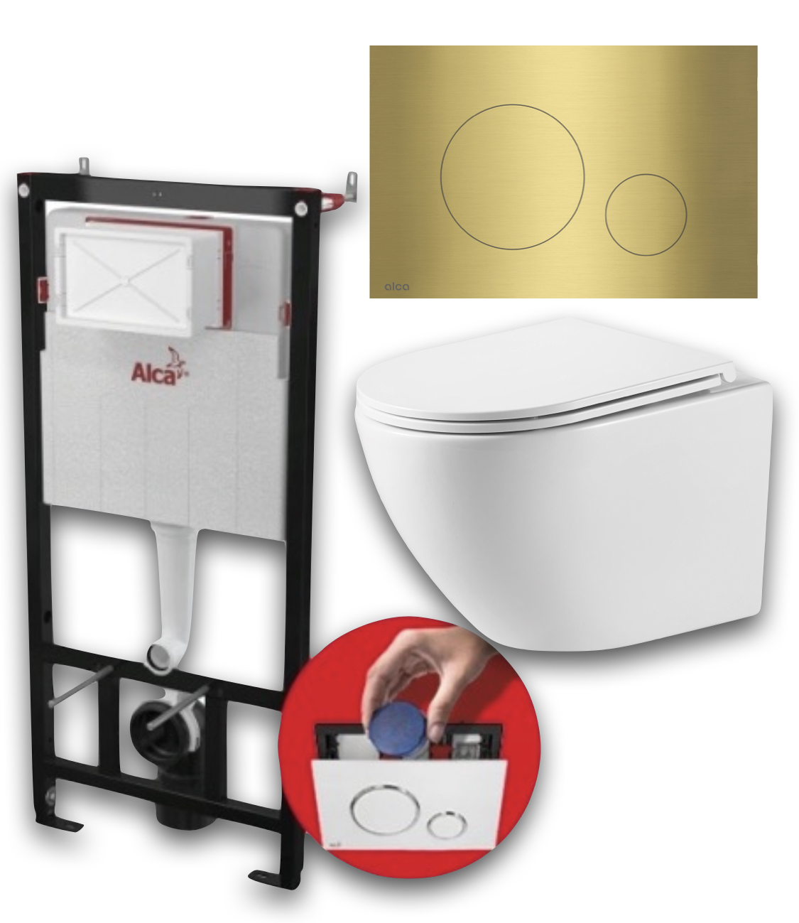 Podomietkový WC modul -  Toaletná sada Geberit Alca Golden Brushed Omnires