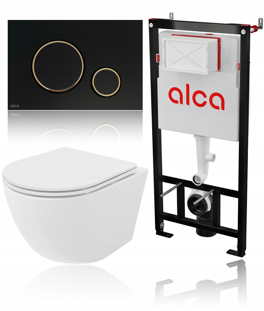 Podomietkový WC modul -  WC GEB set Alcaplast Black Golden mexen