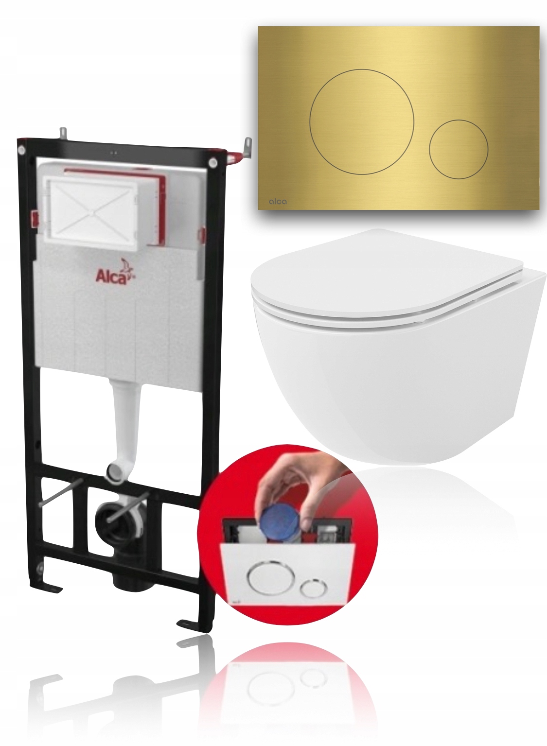 Podomietkový WC modul -  Geberit Alca Gold Mat Button