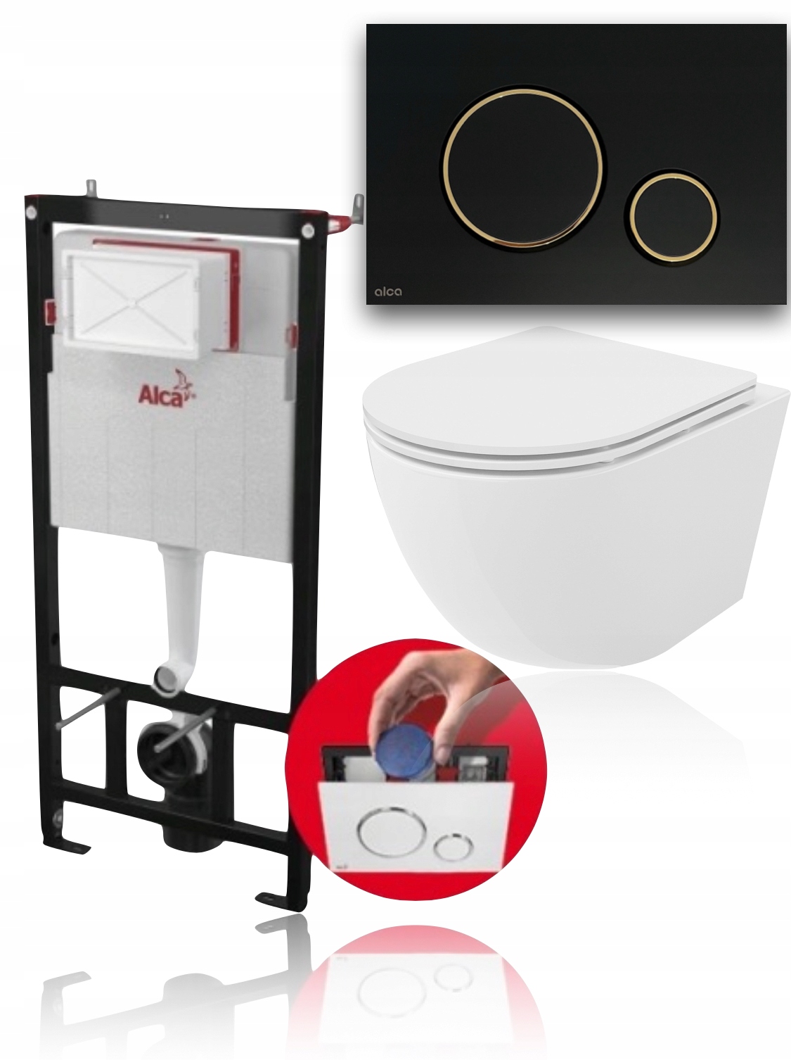 Podomietkový WC modul -  WC Set Geberit Alca Black Golden mexen