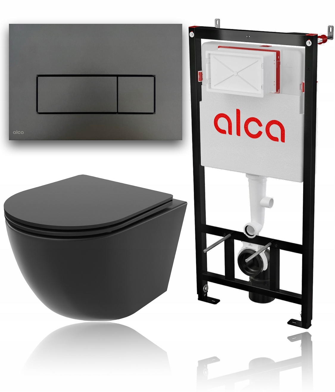 Podomietkový WC modul - WC Set Alcaplast Black Mat Graphite Bowl