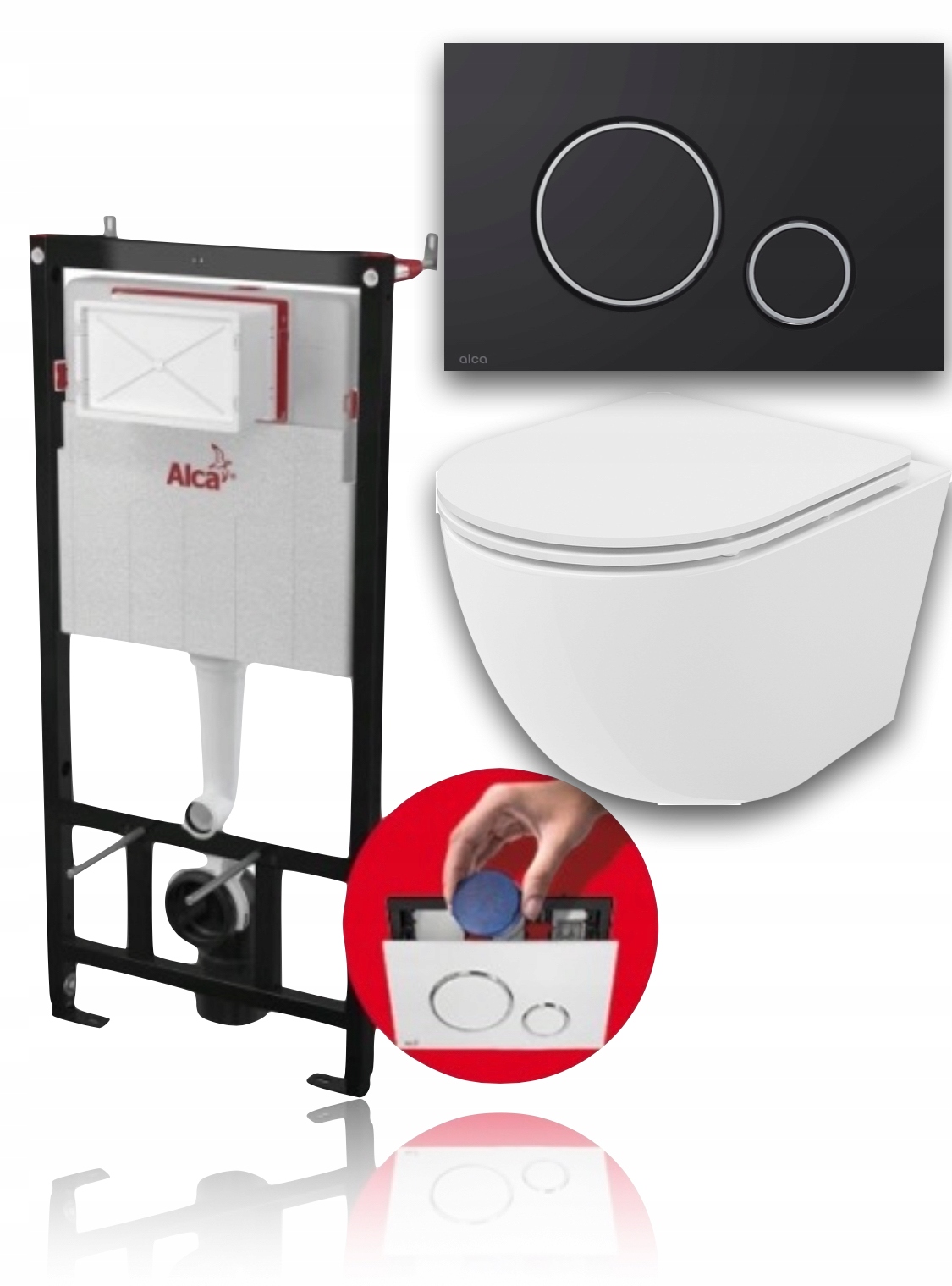 Podomietkový WC modul -  Nastavte toaletu Geberit Alca Black Mat Chrome Mex