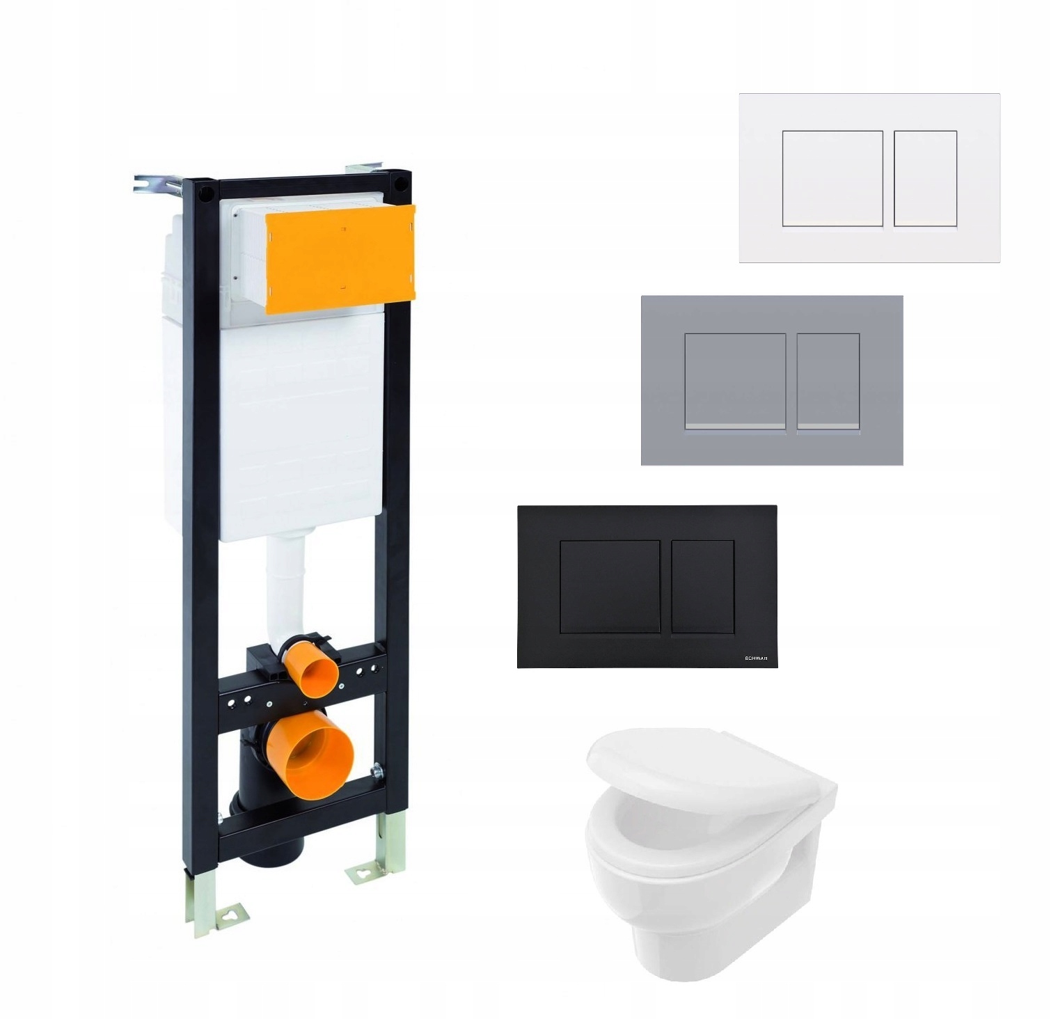 Podomietkový WC modul - 35 cm schwab skrytý súprava, dlaždica, misa