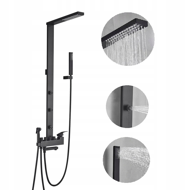Sprchový panel - Sprchový set Black Hydromasážny panel