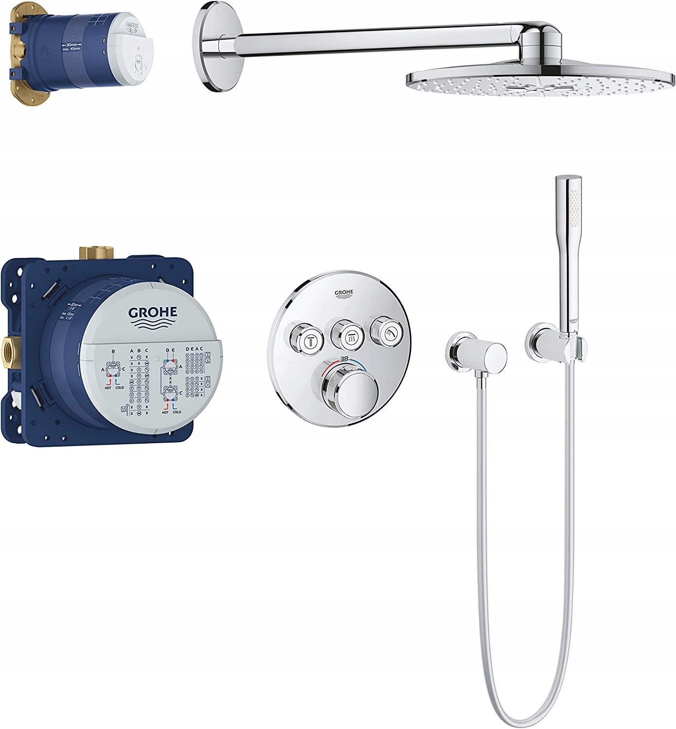 Grohe Grotherm Smart Flush -Mounted Shower Kit