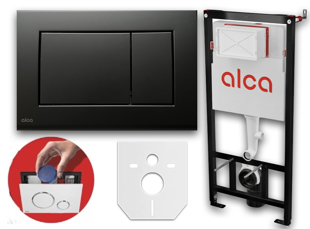 Podomietkový WC modul -  WC Alcaplast Rám set čiernej rohože tlačidlo