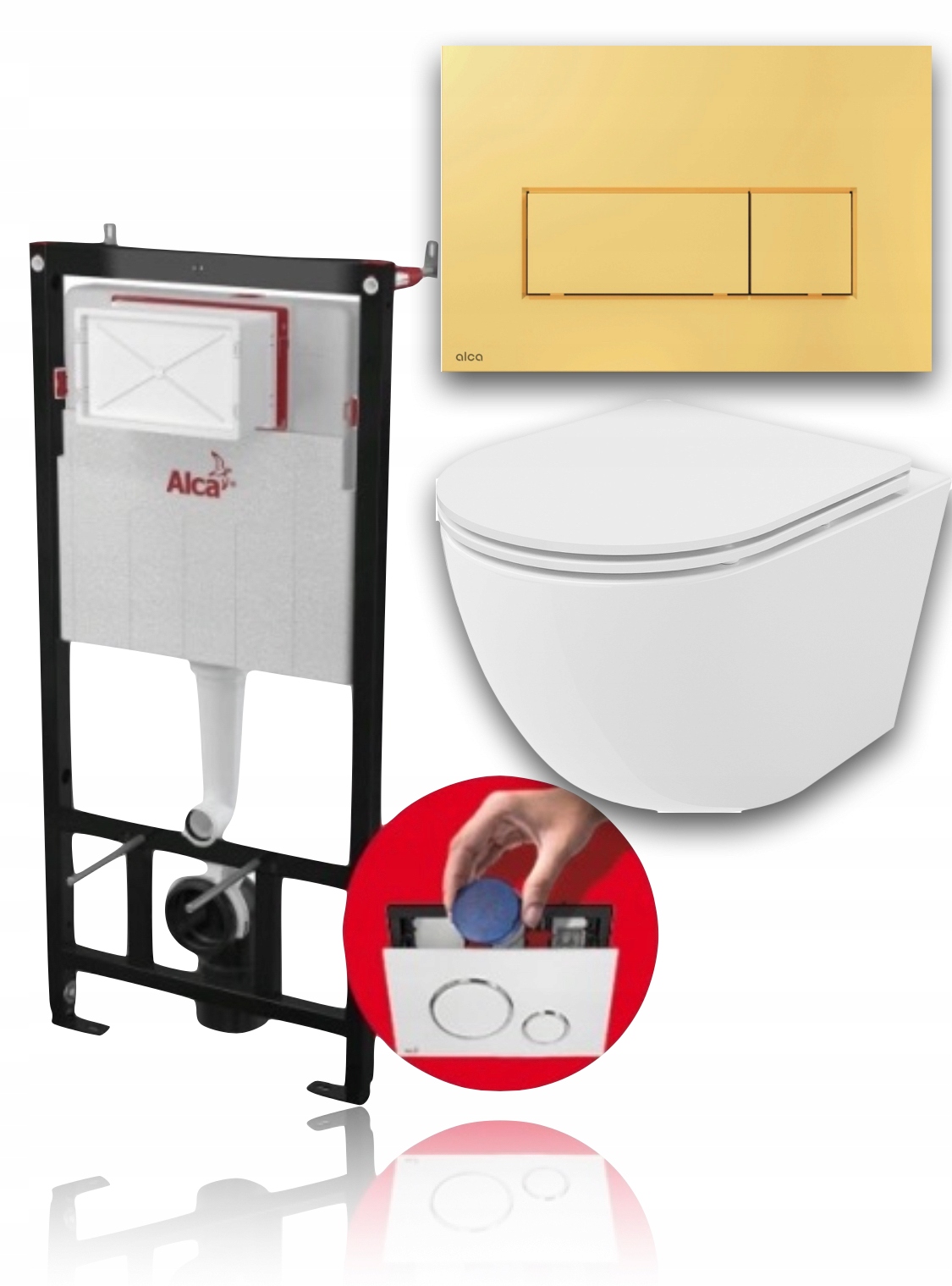 Podomietkový WC modul -  Ráme WC Set Alcaplast Bowl Gold Button