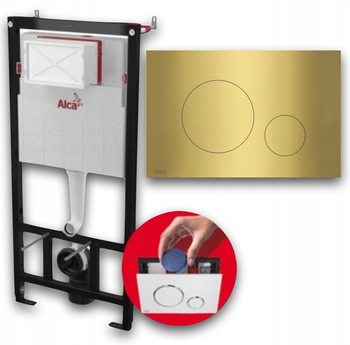 Podomietkový WC modul -  GEB Alcaplast Golden Brushed WC Set