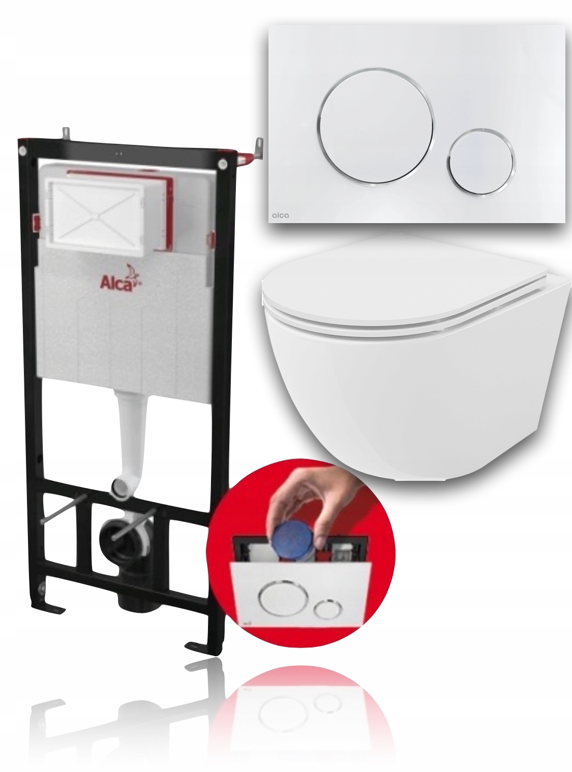 Podomietkový WC modul -  Sada WC Geberit Set Alca White Mexen Chrome