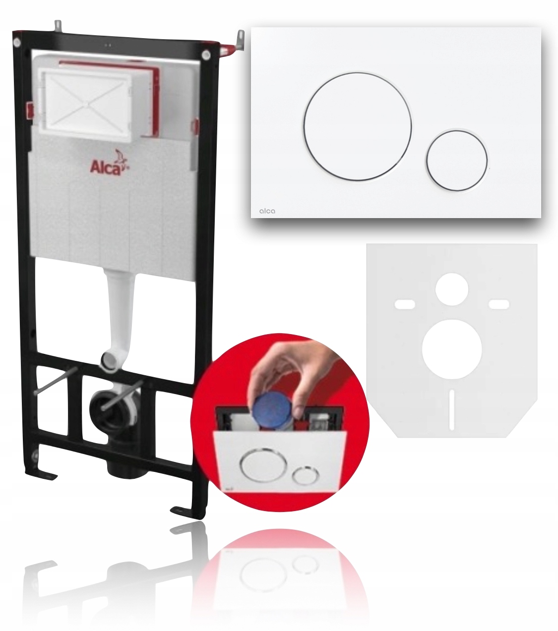 Podomietkový WC modul -  WC Geberit Frame Set Alca Biały Glys Button