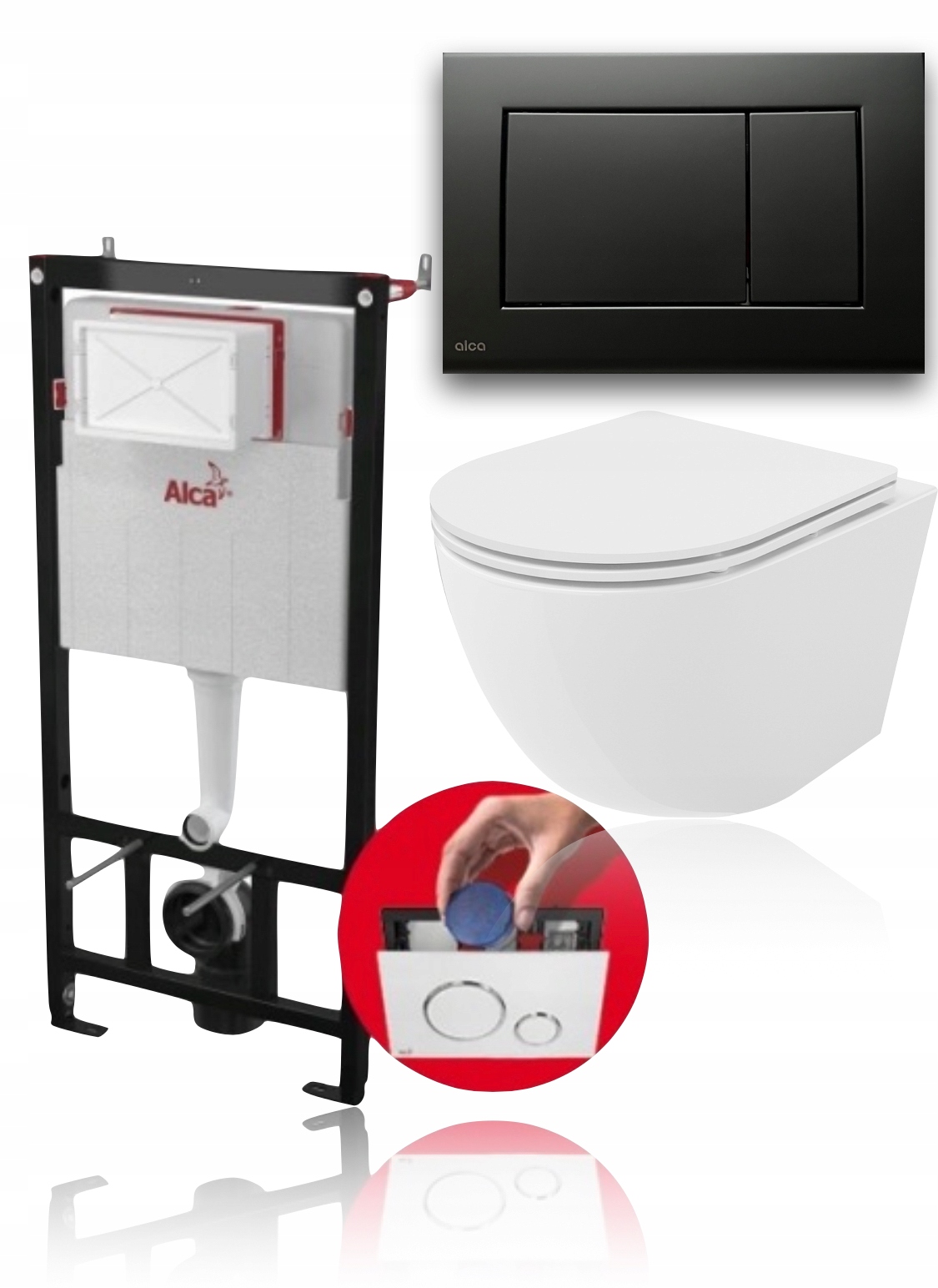 Podomietkový WC modul -  Set Set WC Fance Alca Black Mat Button