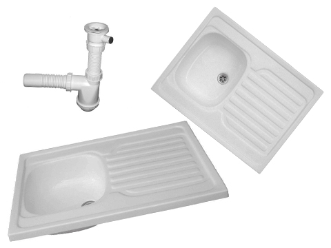 Kuchynský drez - Sink 80x60 pre jednu bielu skrinku s jedným -chamberom + sifón