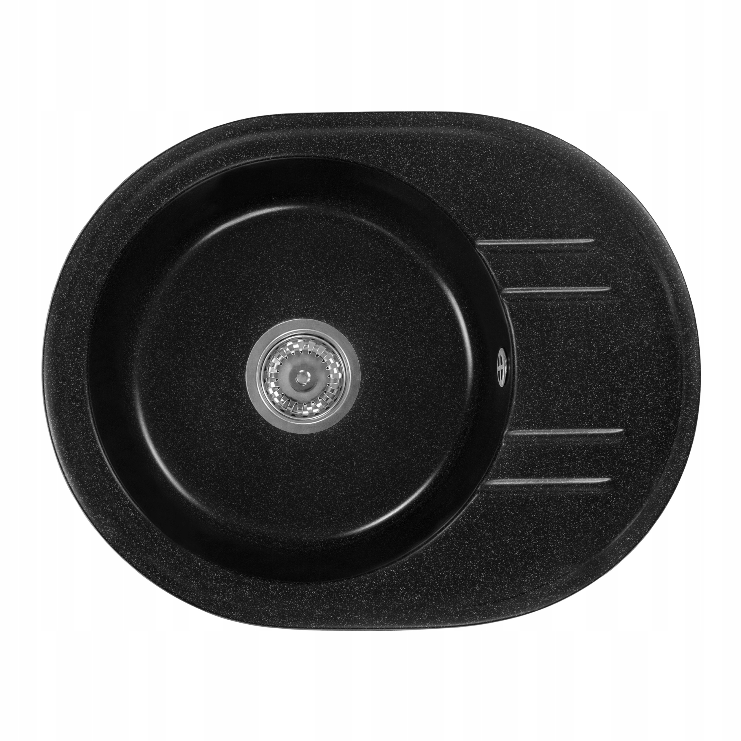 Kuchynský drez - Single -Chamber Oval Sink Čierny sifón