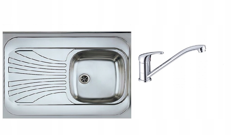 Kuchynský drez - Oceľový drez 80x60 vľavo + batéria