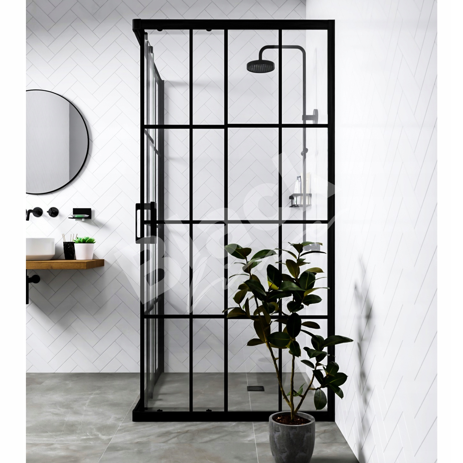 Black sprchovací kút Loft 100x80cm