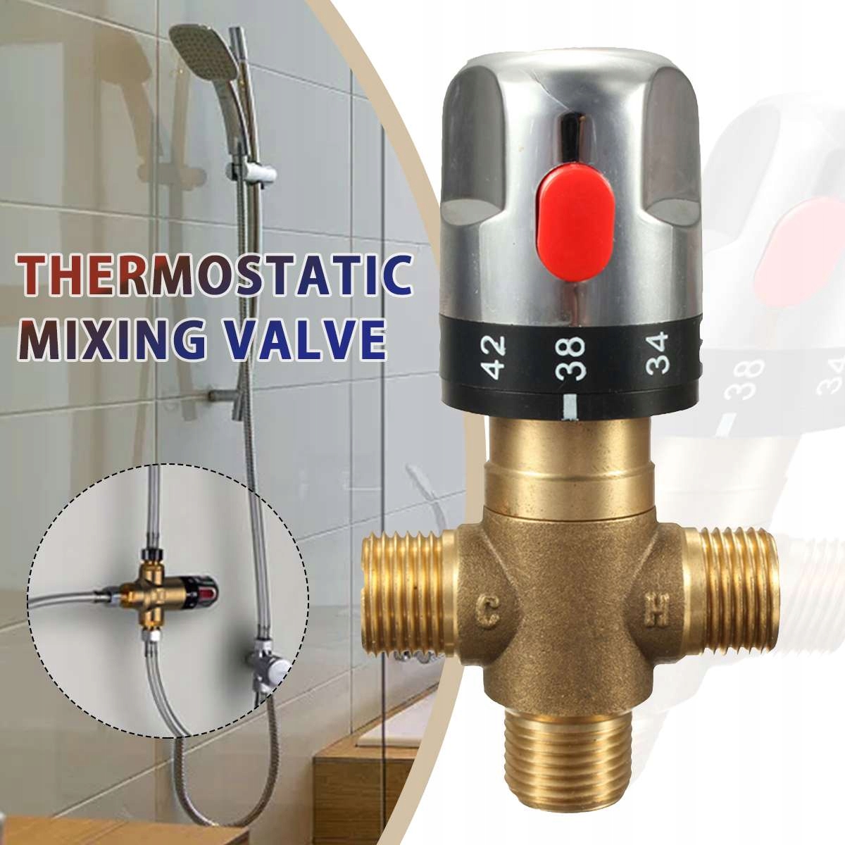 Sprchová tyč - Termostatický kohútik termostatu pre mosadznú potrubie termostatu pre