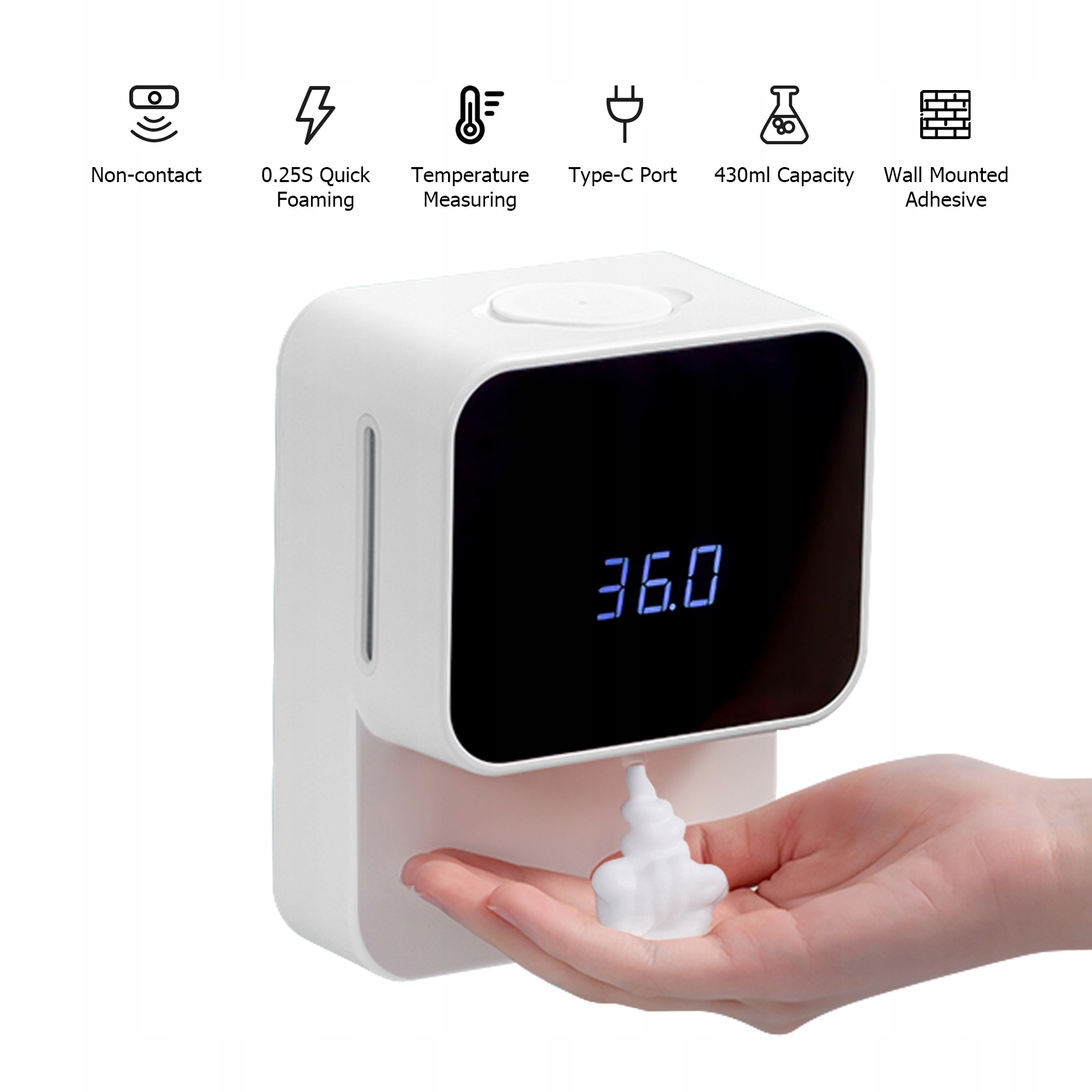Sprchová tyč - Pre 430 ml mydlového self -adhézneho automatického dávkovača