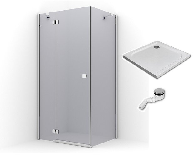 Sprchový kút, kabína - RADAWAY ALMATEA KDJ 80x80 L + SPOTREBLE TRAY + SIPHON