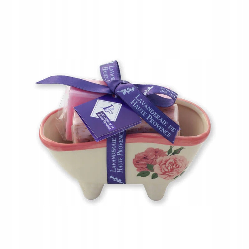 Kúpeľňová sada - Wannowa Soap Dish + 2 ružové mydlá