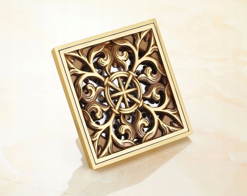 Sprchový žľab - Sprchový odtok v retro štýle Gold Square
