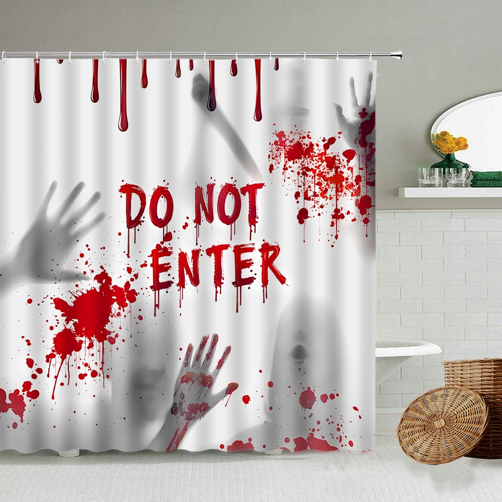 Sprchový záves - Sprchová opona Horor Handprint Curtains kúsky